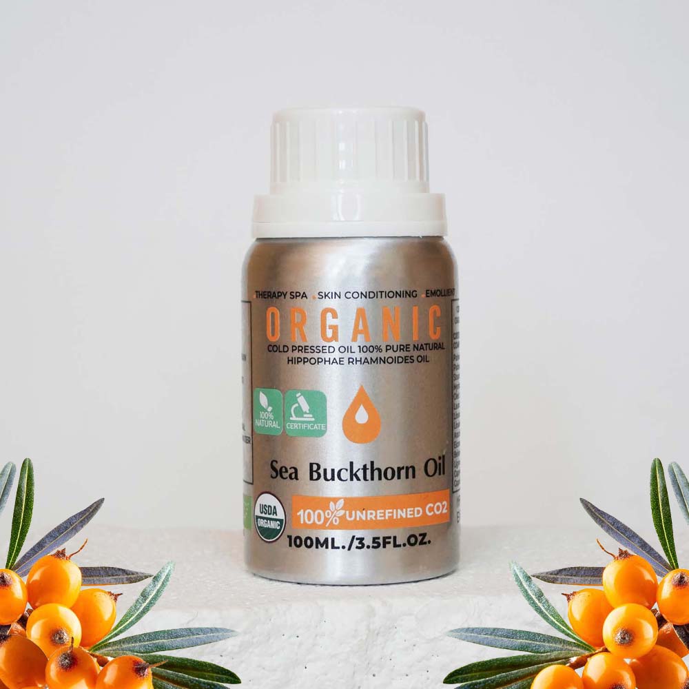 Sea buckthorn oil organic cold pressed CO2 unrefined 100% pure natural carrier oil